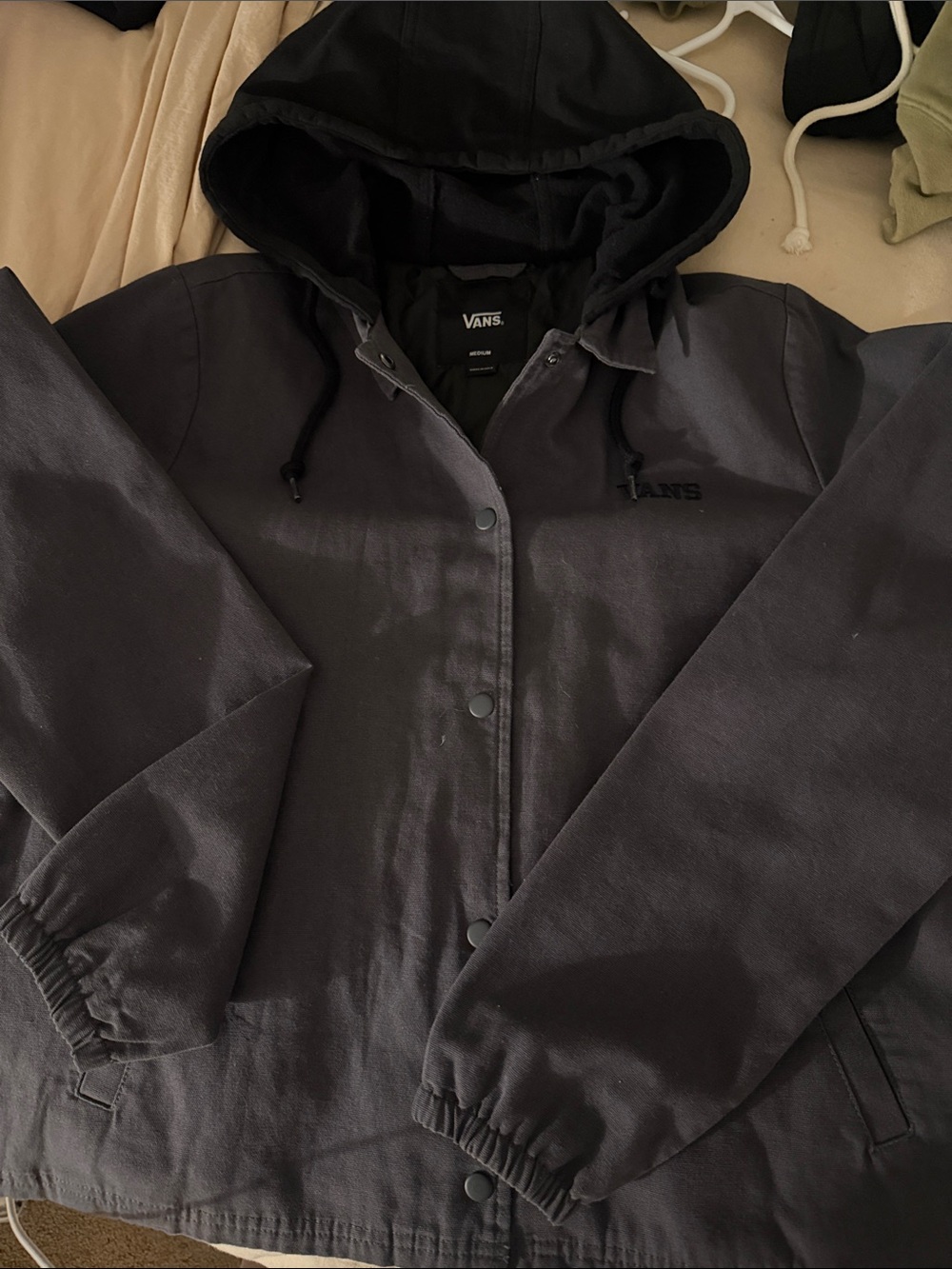 Vans Men's Hooded Windbreaker in Charcoal/Black